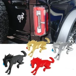 3pcs Metal Alloy Car Rear Trunk Sticker Body Styling for Ford Bronco Logo Horse Badge Side Emblem Vehicle Decal Decoration
