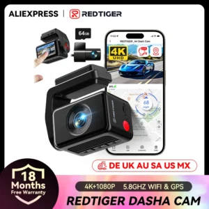 REDTIGER A4 Dash Camera Front and Rear 4k Dash Cam Drive Recorder for WiFi GPS Car Dvr for 24H Parking Mode Black Box for Car