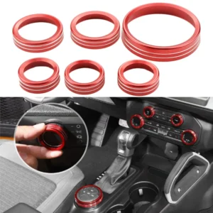 Car Interior Air AC Conditioner Audio Headlight Switch Knob Ring Decoration Trim For Ford Bronco 20212022 2023 Accessories